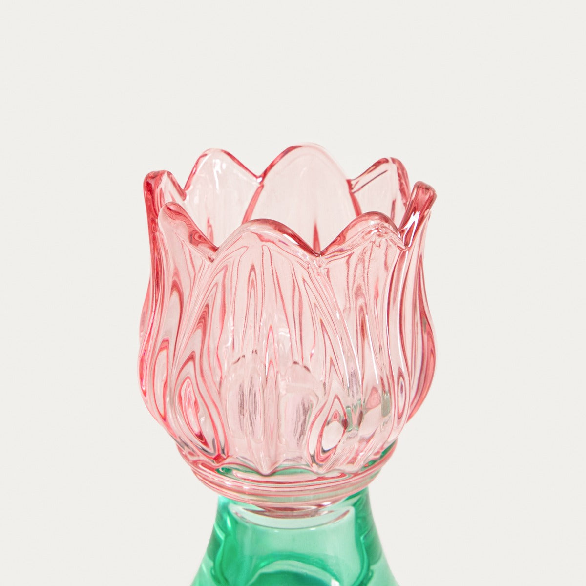 DALY Glass Flower Low Candle Holder 10 cm
