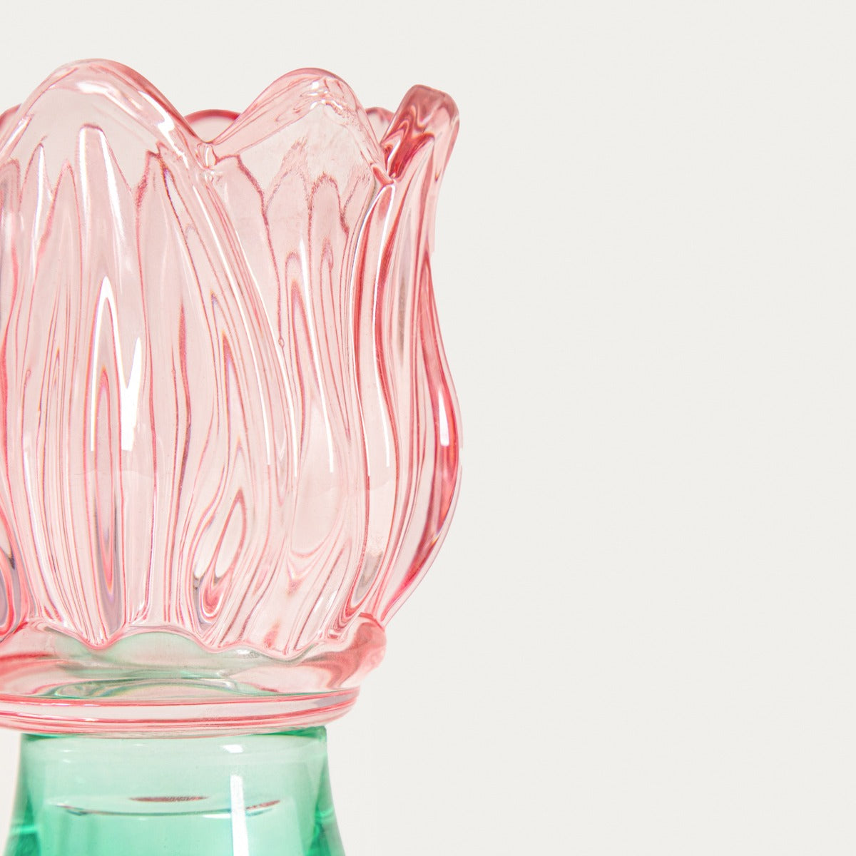 DALY Glass Flower Low Candle Holder 10 cm