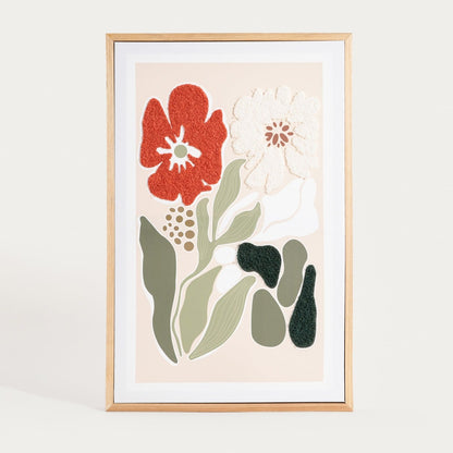 Image SAARO Abstract Flowers and Leaves Wall Art 38x58x3 cm