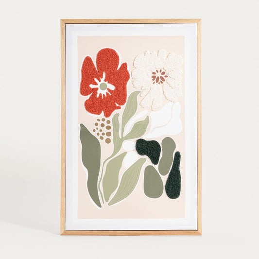 Image SAARO Abstract Flowers and Leaves Wall Art 38x58x3 cm