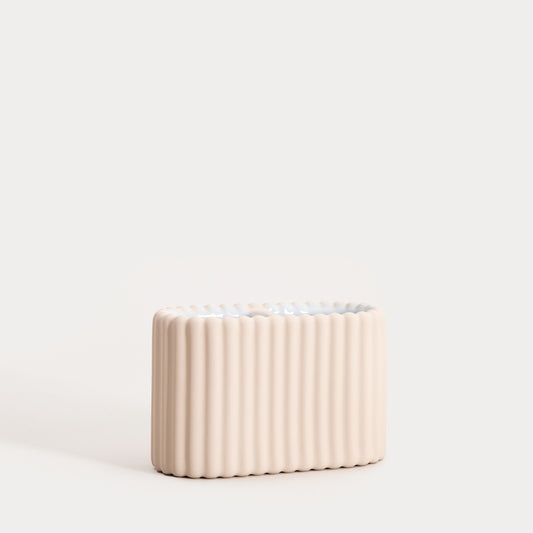 SOLVANI Beige Bathroom Mug - Stoneware Toothbrush Holder