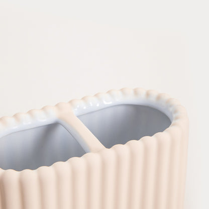 SOLVANI Beige Bathroom Mug - Stoneware Toothbrush Holder