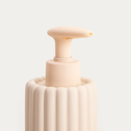SOLVANI Beige Soap Dispenser - 9x7x18cm Stoneware