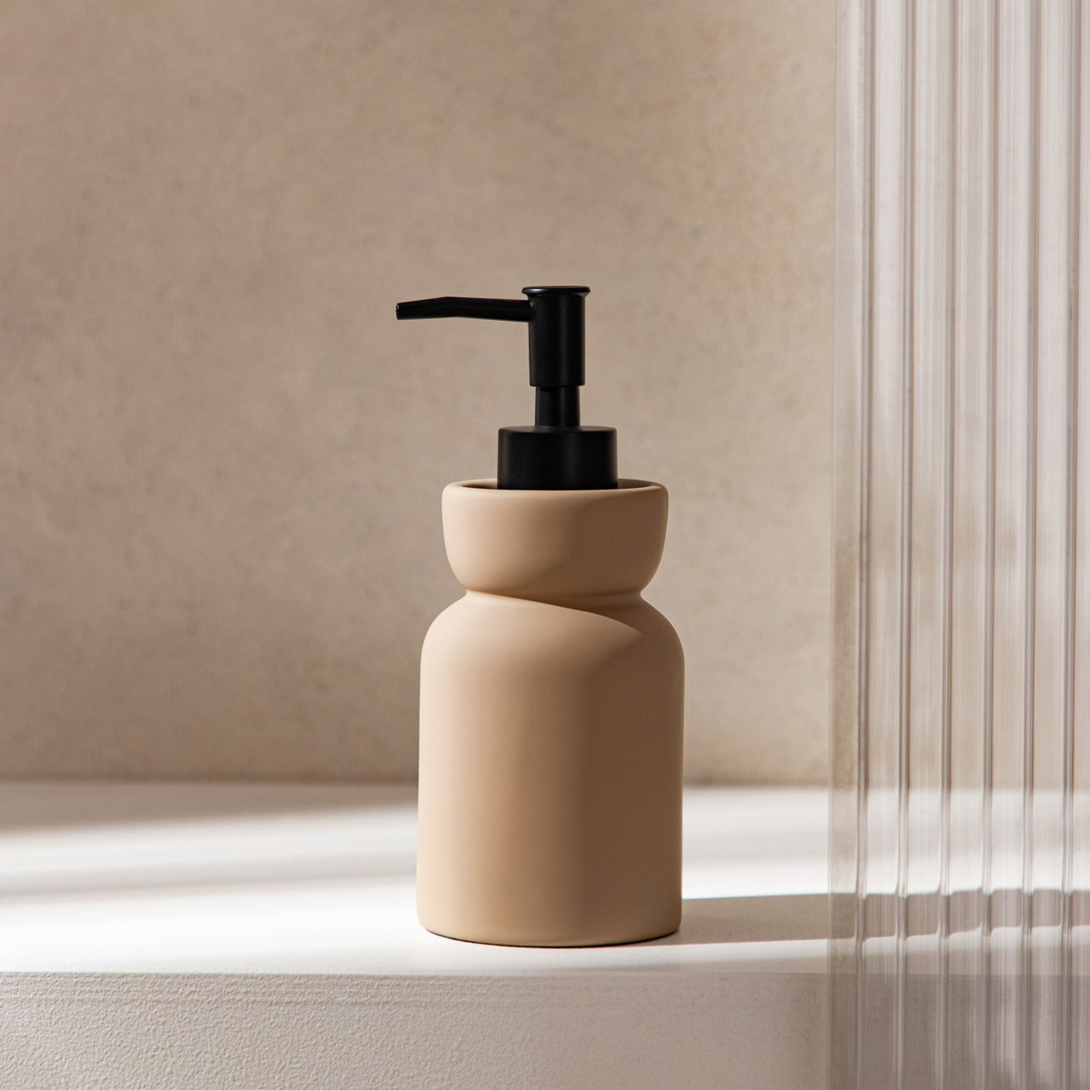 ELVIA Taupe Soap Dispenser 7.2x7.2x17.5 cm