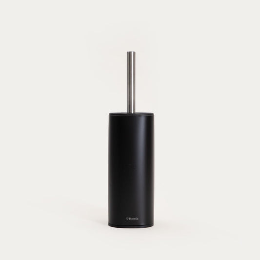 LINEA MAT Black Toilet Brush with Closed Container