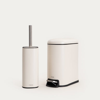 WC brush LINEA MAT Beige Toilet Brush with Closed Container Design