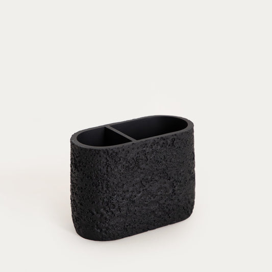 VOLCANO Black Bathroom Mug - Durable & Stylish Organizer