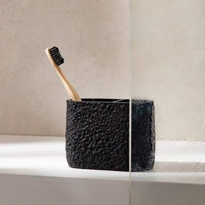 VOLCANO Black Bathroom Mug - Durable & Stylish Organizer