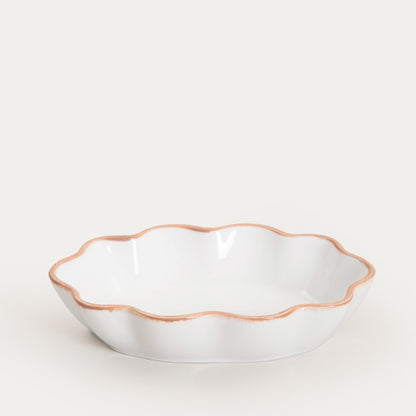 MUSSEL Ceramic Soap Dish with Raised Rim and Wavy Edge
