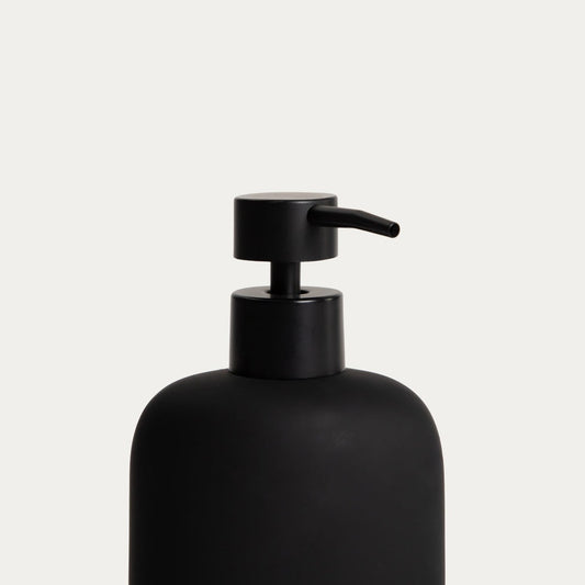 LINEA MAT Bathroom Set - Dispenser, Cup & Tray Matte Black