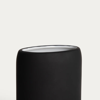 LINEA MAT Bathroom Set - Dispenser, Cup & Tray Matte Black