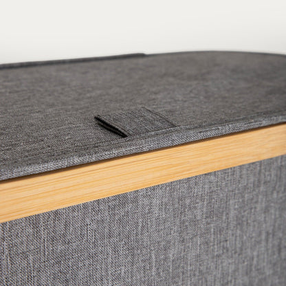 Laundry Basket NELLIE Grey Foldable with Bamboo Lid