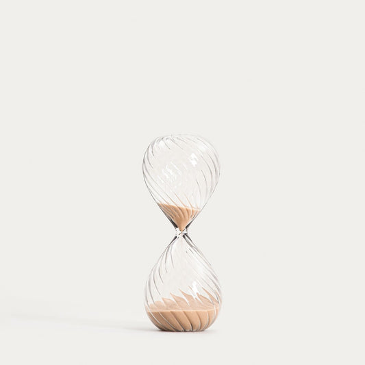 CALIPSO Fluted Hourglass with Beige Sand 11x11x24 cm