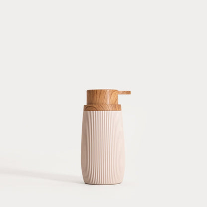 DIALL Beige Soap Dispenser with Grooved Surface and Practical Pump