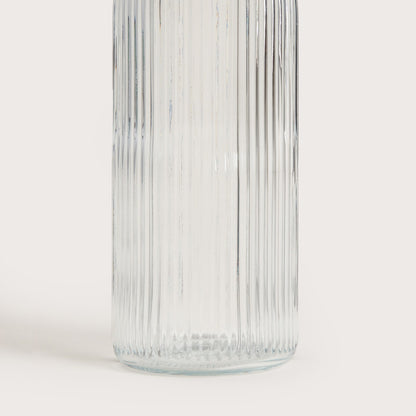 RAVEN Fluted Glass Bottle with Clip - 1 Liter