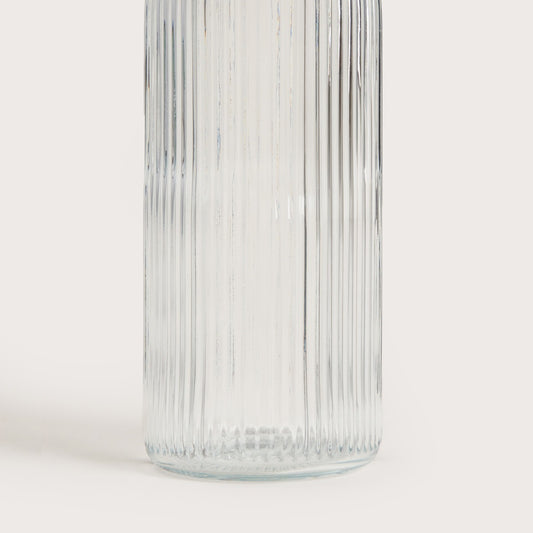 RAVEN Fluted Glass Bottle with Clip - 1 Liter