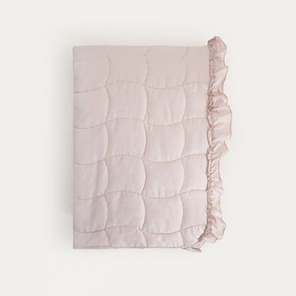 LEONA Cream Bedspread with Quilting and Decorative Frill 200x220 cm
