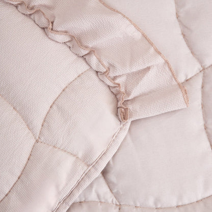 LEONA Cream Bedspread with Quilting and Decorative Frill 200x220 cm