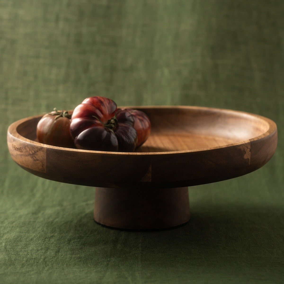 MOOKA Acacia Wood Rounded Serving Platter on Legs 31x11 cm