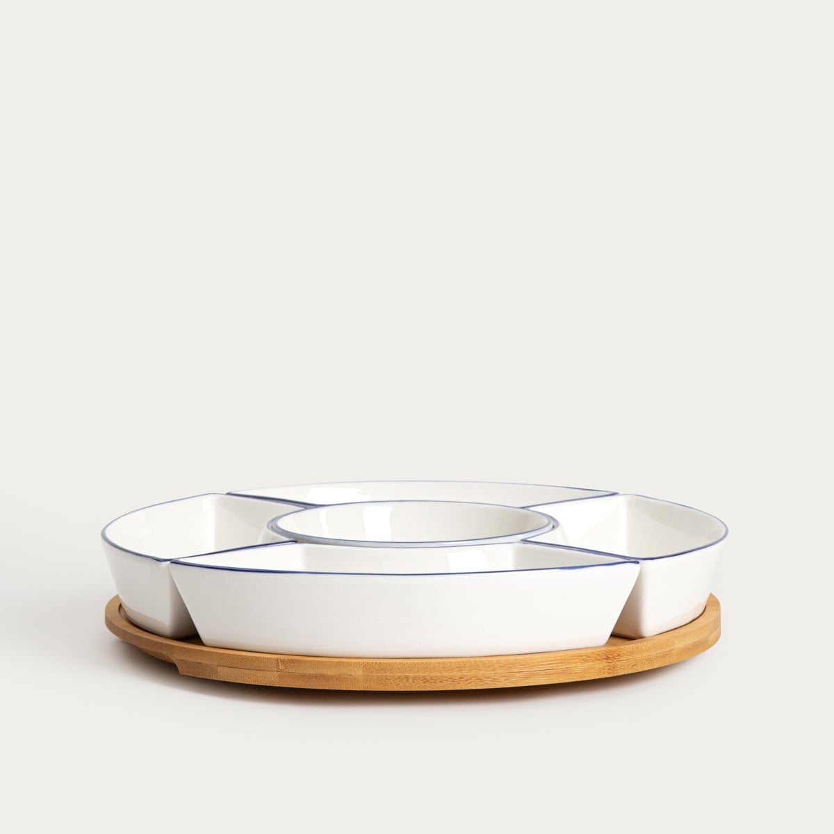NAVIA Ceramic Serving Platter with Bowls and Rotating Tray 30cm