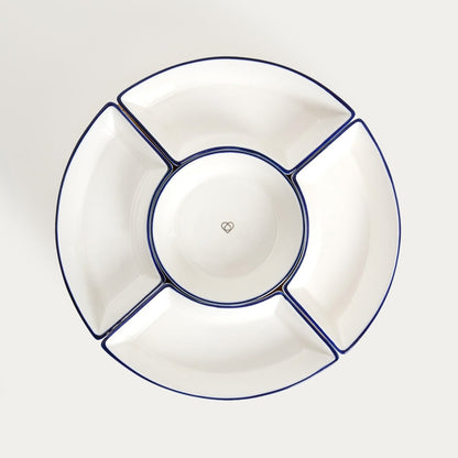 NAVIA Ceramic Serving Platter with Bowls and Rotating Tray 30cm