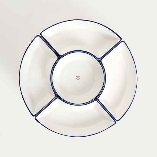 NAVIA Ceramic Serving Platter with Bowls and Rotating Tray 30cm