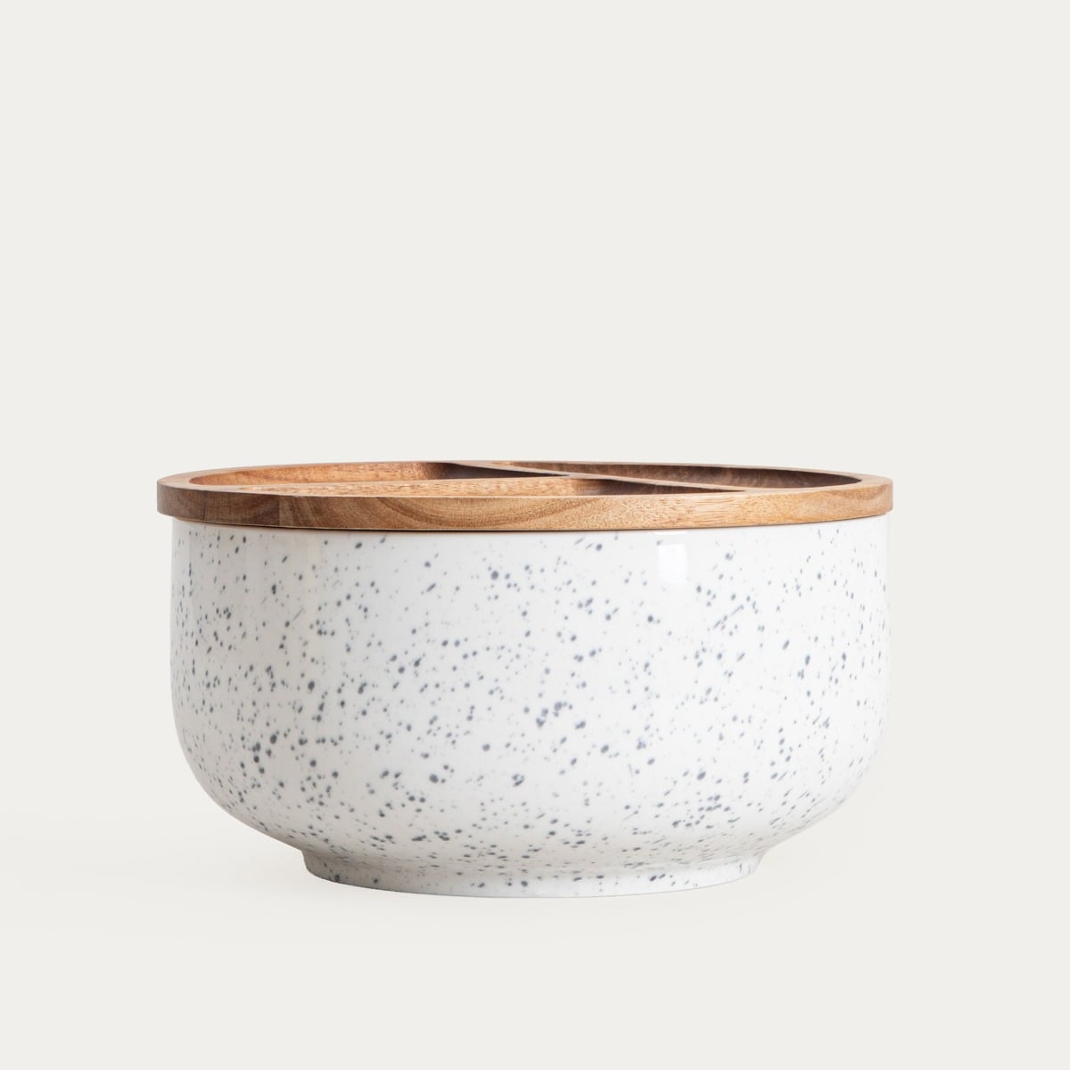 CAVIANO Round Ceramic Bowl with Acacia Wood Lid 24x13.5 cm