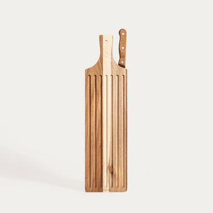 MOOKA Cutting Board with Knife - Natural Wood, 51.5x14 cm
