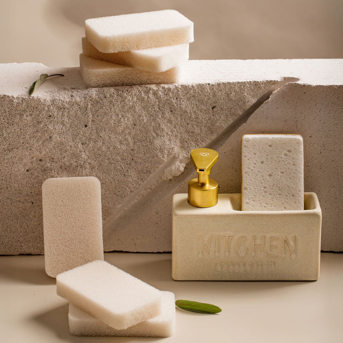 Set of sponges LUCENS Kitchen Cream Sponges Set of 6 - Durable Silicone