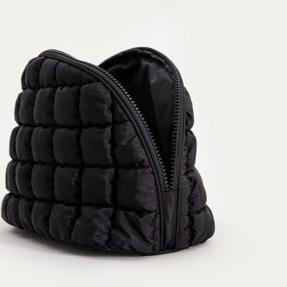 BLUFFI Black Cosmetic Bag - Quilted Organizer 30x15x18 cm