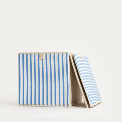 LINETA Blue Striped Storage Boxes, 2 pcs, 30x30x30 cm