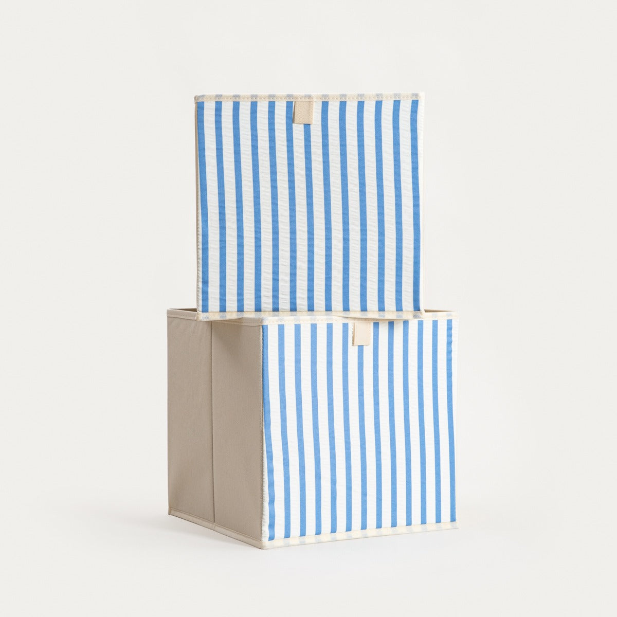 LINETA Blue Striped Storage Boxes, 2 pcs, 30x30x30 cm