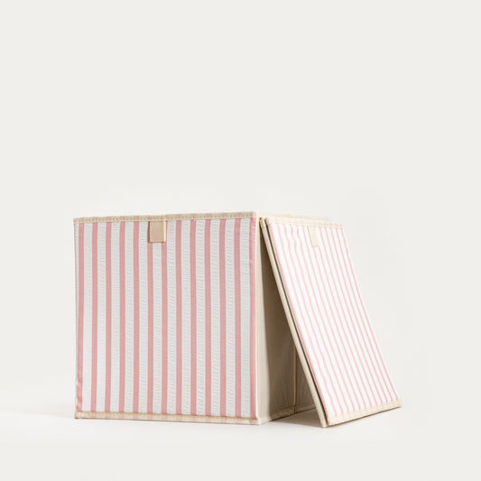 LINETA Pink Stripes Storage Boxes, 2 pcs, 30x30x30 cm