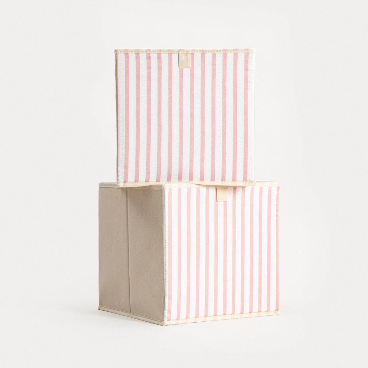 LINETA Pink Stripes Storage Boxes, 2 pcs, 30x30x30 cm