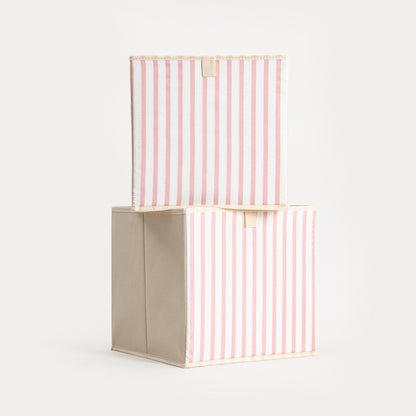 LINETA Pink Stripes Storage Boxes, 2 pcs, 30x30x30 cm
