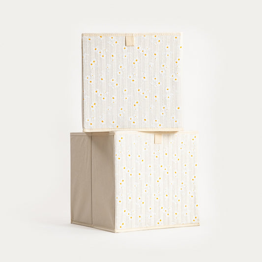LINETA Floral Storage Boxes Set of 2 - 30x30x30 cm