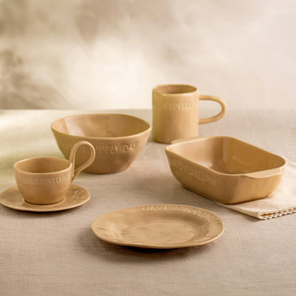ISERNIA Beige Ceramic Bowl 18cm