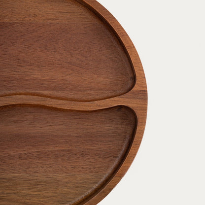 MOOKA Acacia Wood Serving Platter with Two Compartments 26 cm