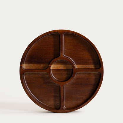 MOOKA Acacia Wood Serving Platter with Five Compartments 29cm