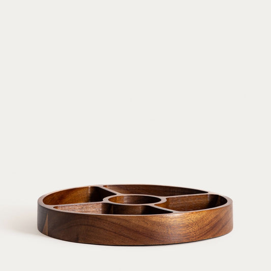 MOOKA Acacia Wood Serving Platter with Five Compartments 29cm