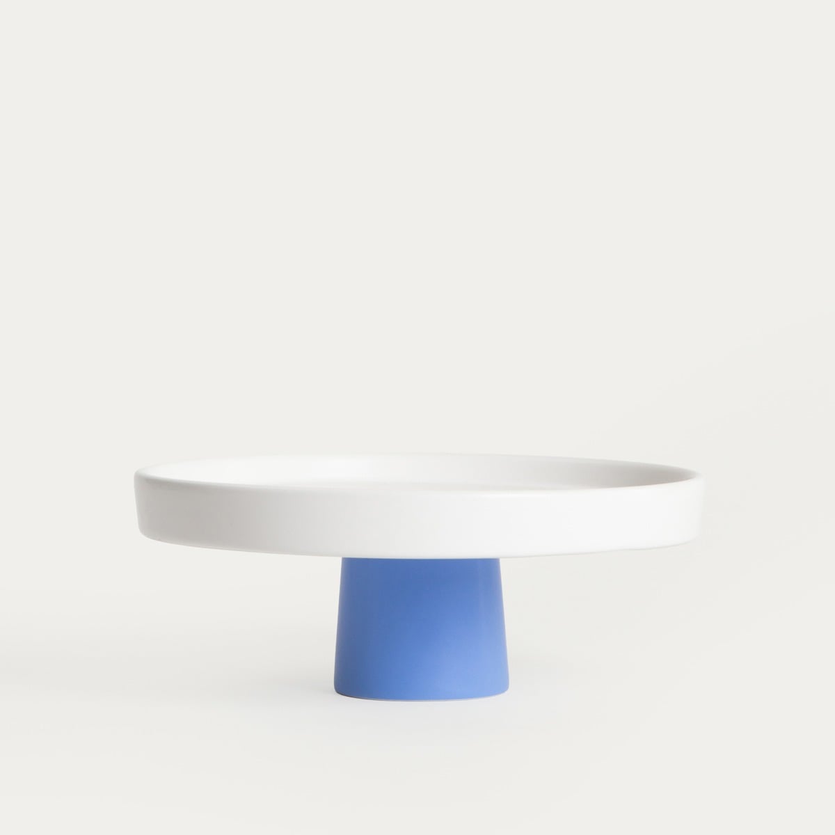 AFFI Ceramic Serving Platter White with Navy Blue Leg 25x25x9cm