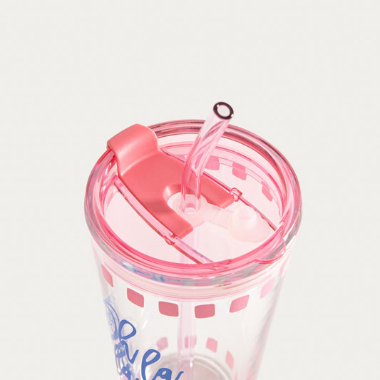 EMBO SUMMER Glass Pink 0.4L with Lid and Straw