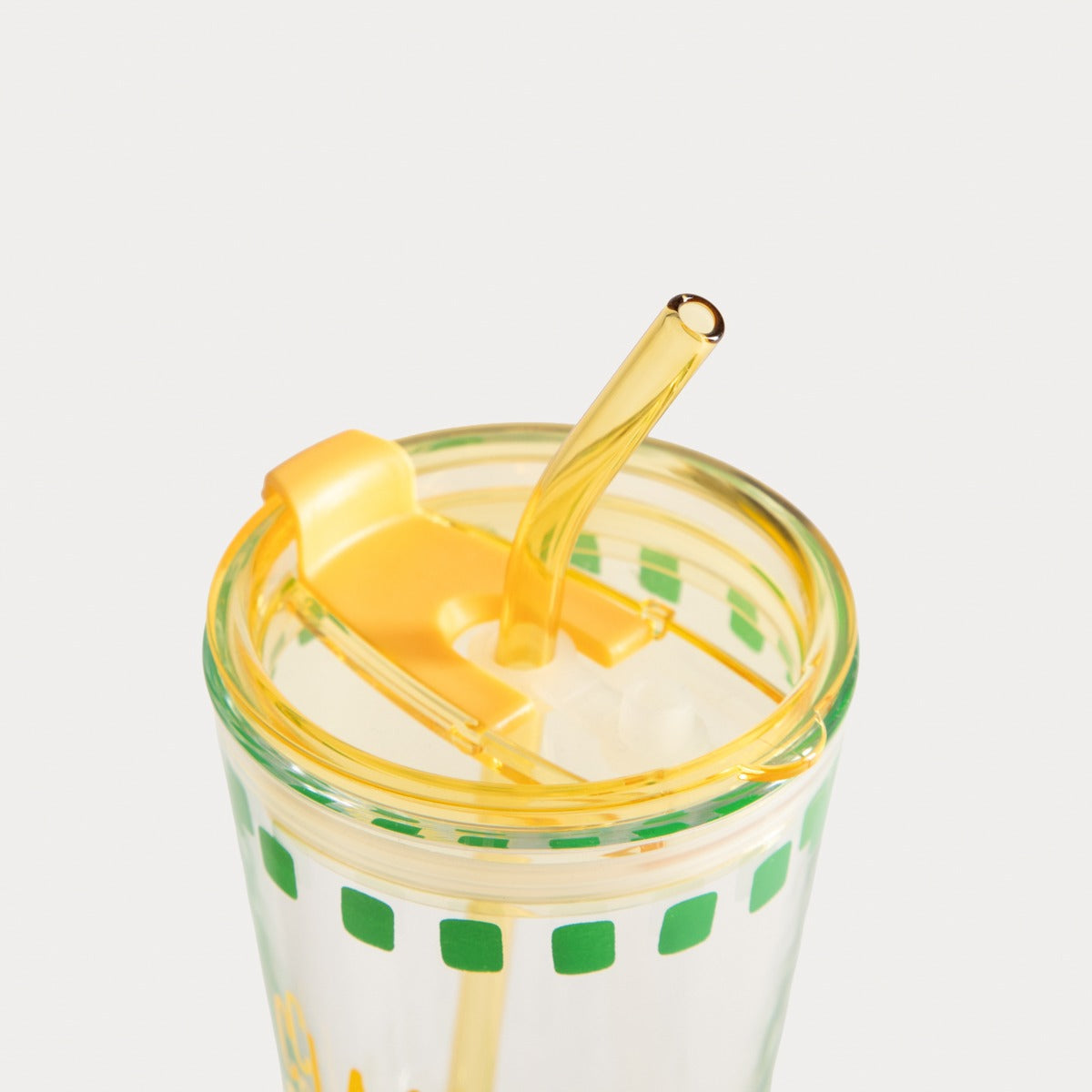 EMBO SUMMER Glass Yellow 0.4L with Lid and Straw