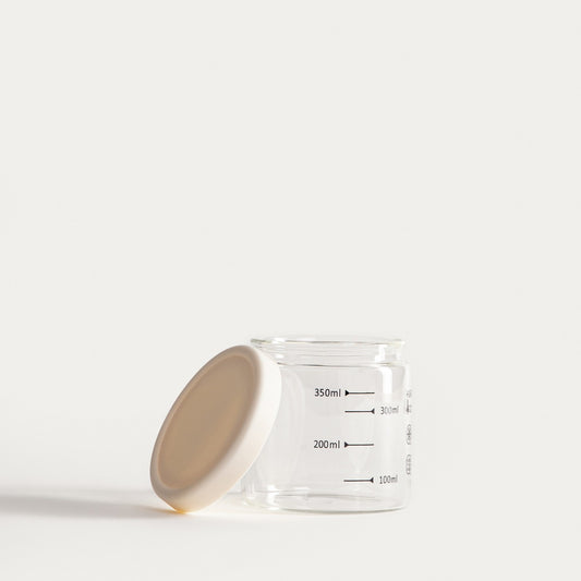 NEGO Glass Container with Measuring Cup and Cream Lid 410ml