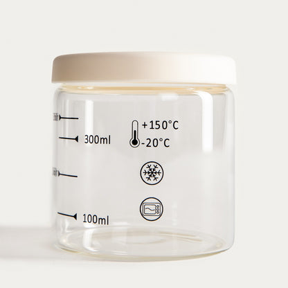 NEGO Glass Container with Measuring Cup and Cream Lid 410ml
