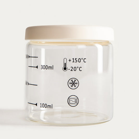NEGO Glass Container with Measuring Cup and Cream Lid 410ml