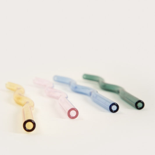 Set of straws RITHI SUMMER Colored Glass Straws Set with Cleaner - 5 Pieces