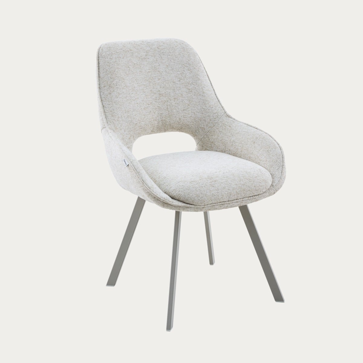ALAGI Beige Fabric Chair with Metal Legs