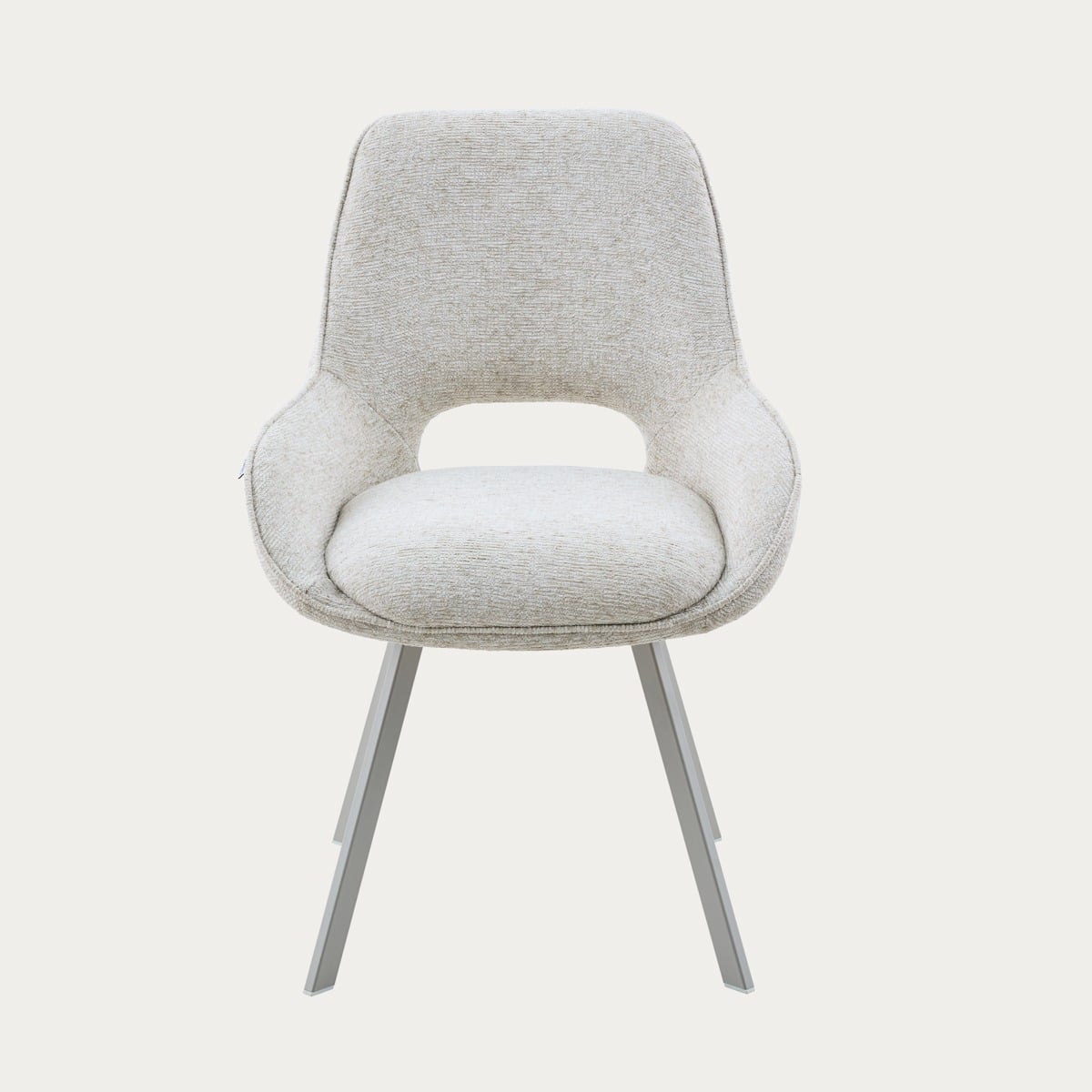 ALAGI Beige Fabric Chair with Metal Legs