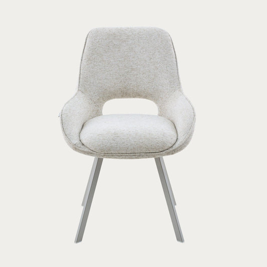 ALAGI Beige Fabric Chair with Metal Legs